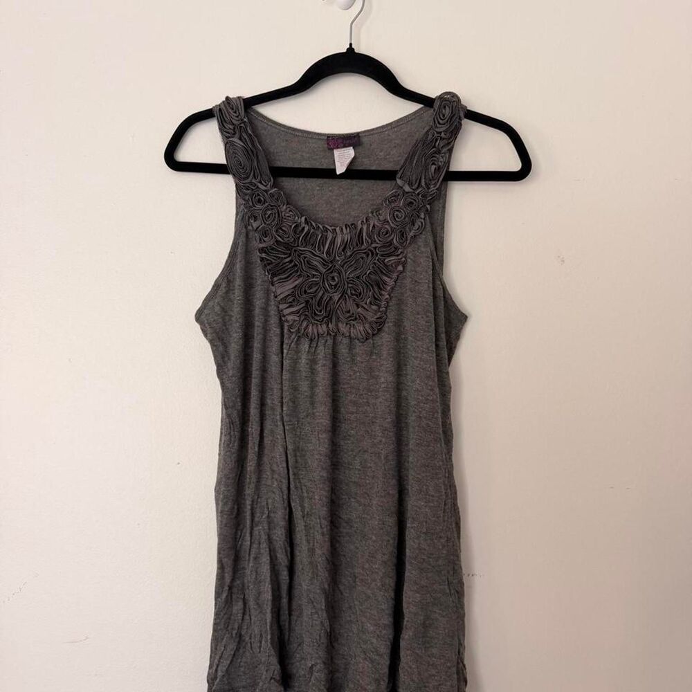 VINTAGE Agenda grey rosette ruffle detail tank top, L